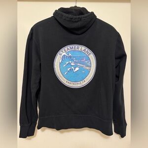 Black Steamer Lane Hoodie unisex M Santa Cruz, CA surfer 🏄 surfing hot spot